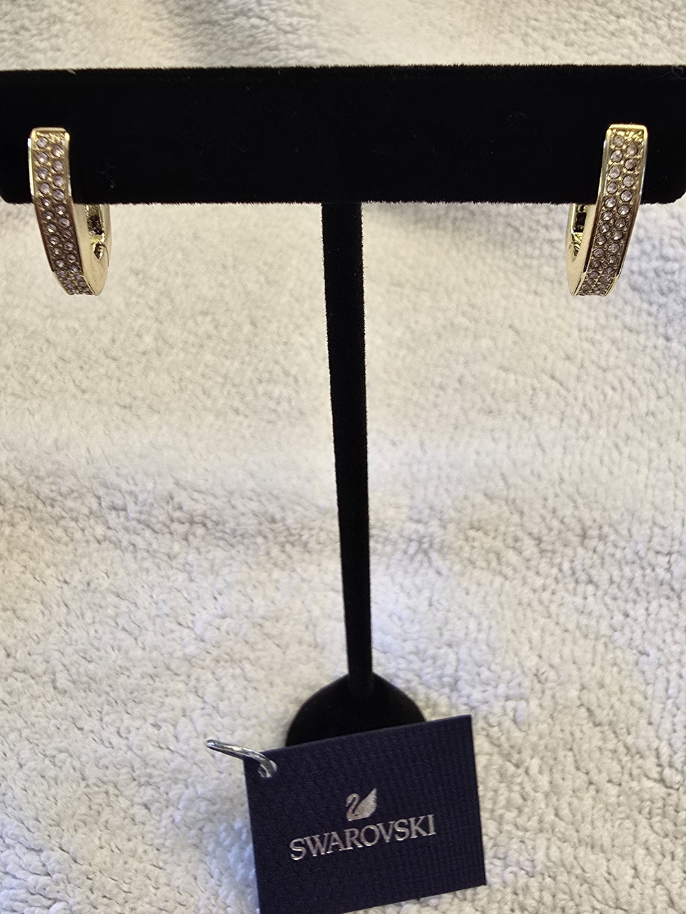 Swarovski Gold Crystal Pavé Huggie Hoop Earrings - Gold